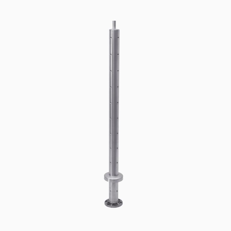 Stainless Standard Round Corner Post 2" 3.0mm for Flat Handrail Satin with 11 LHT holes